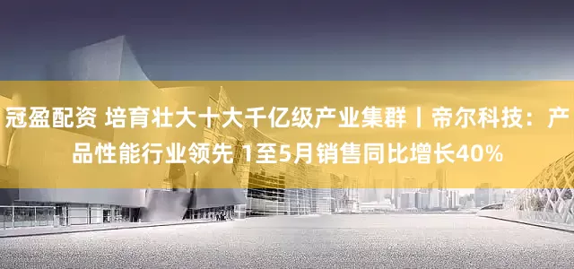 冠盈配资 培育壮大十大千亿级产业集群丨帝尔科技：产品性能行业领先 1至5月销售同比增长40%